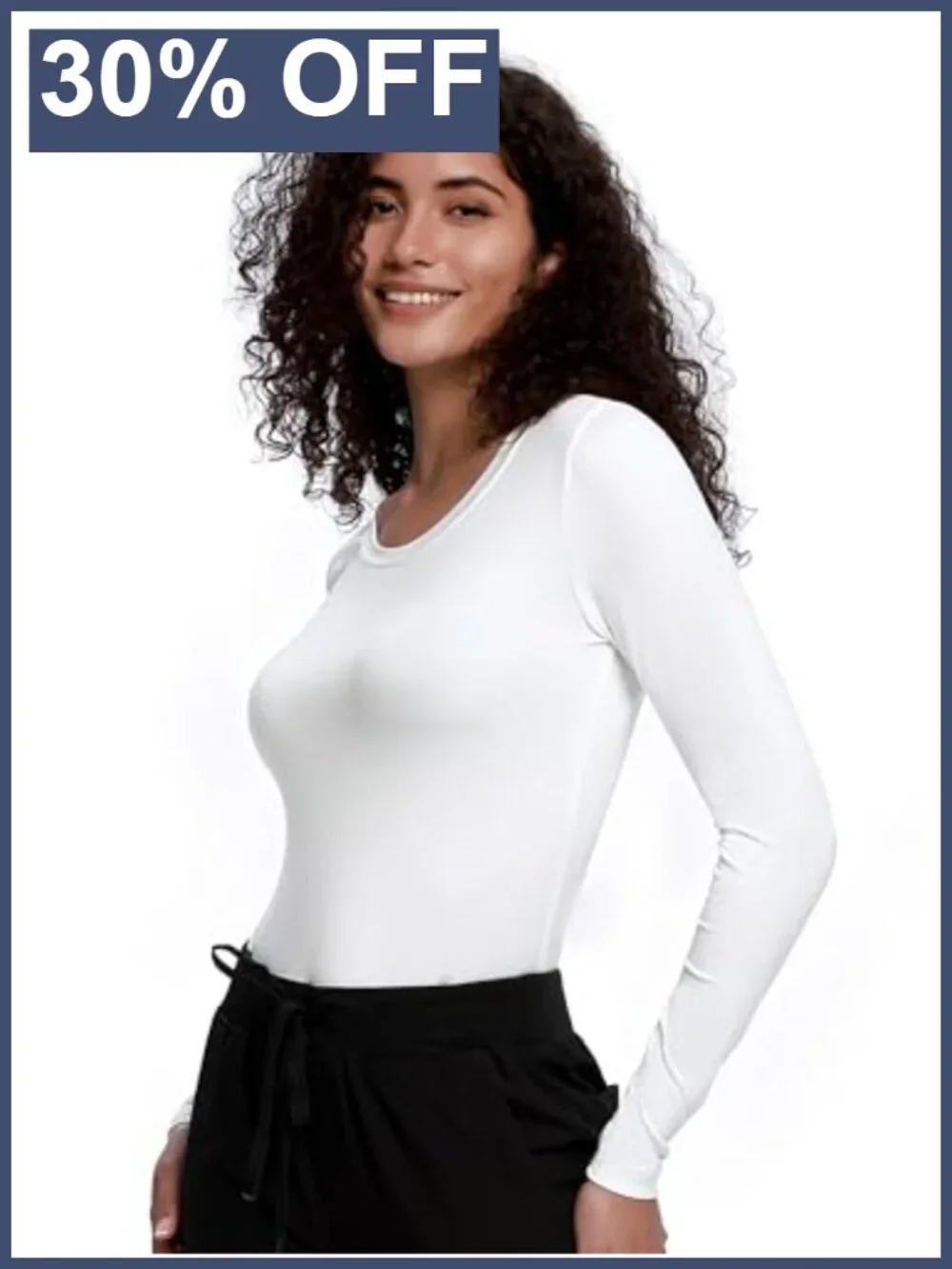 COZYFIT Underscrub Long Sleeve Crew Neck Slim Fit Tunic Top for Healthcare